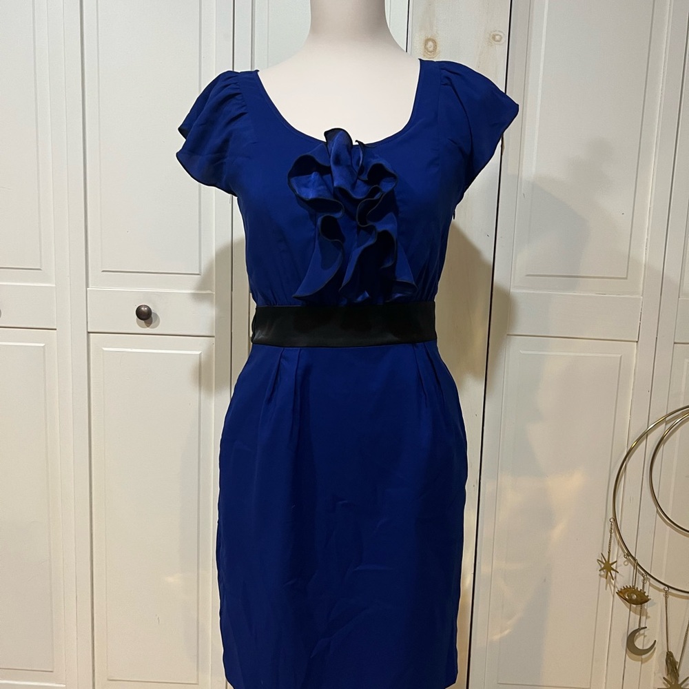 Express Royal Blue Mini Dress with Black Detail